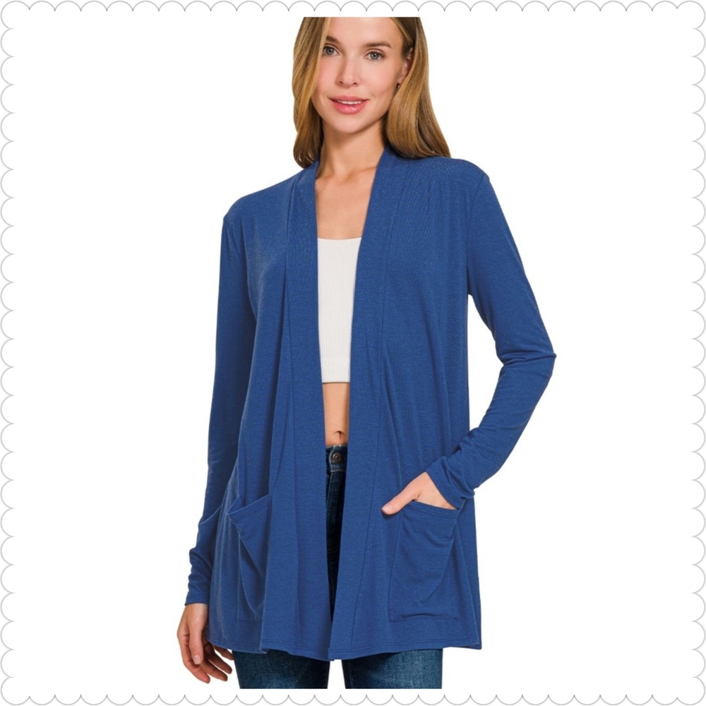 Blue Open Front Cardigan